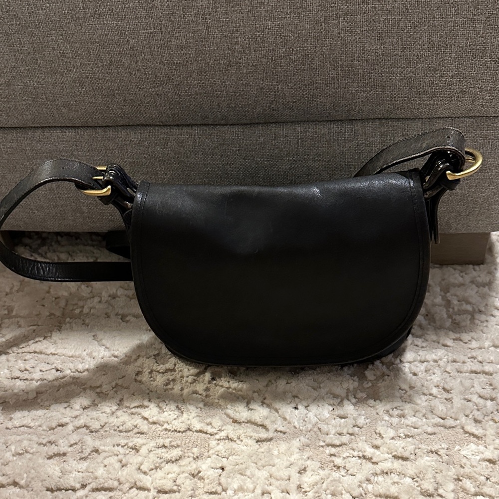 Black Leather Coach Shoulder Bag